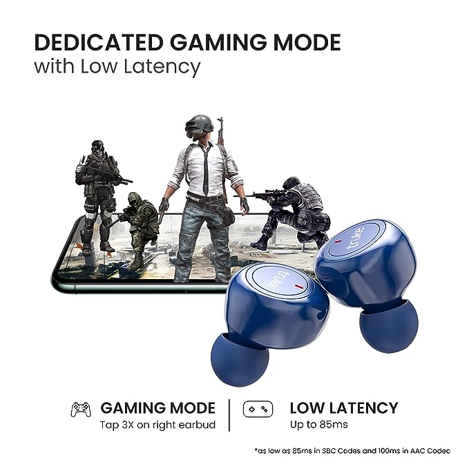 truke Fit 1+ True Wireless Earbuds with Dedicated Gaming Mode, 30H of Playtime Touch Control, Low Latency, BT 5.1, 10mm Driver Deep Bass (Blue) truke Fit 1+ True Wireless Earbuds with Dedicated Gaming Mode, 30H of Playtime Touch Control, Low Latency, BT 5.1, 10mm Driver Deep Bass (Blue)